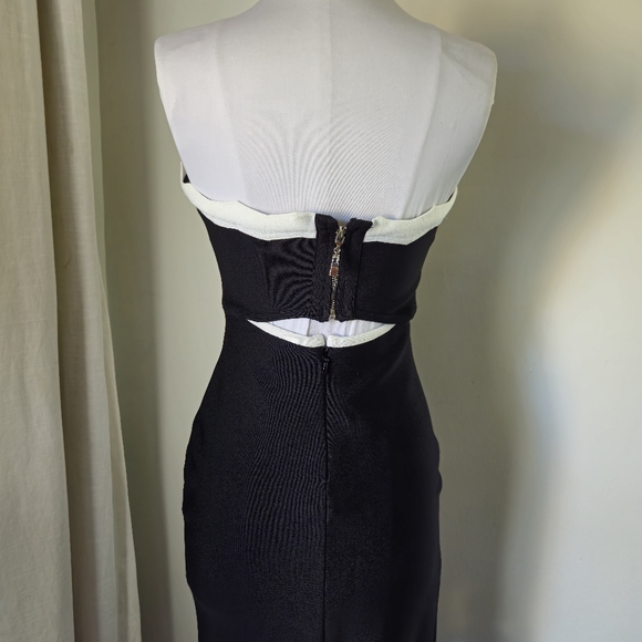 Donnee Par Dieu black and white scalloped stretch dress - Picture 4 of 9